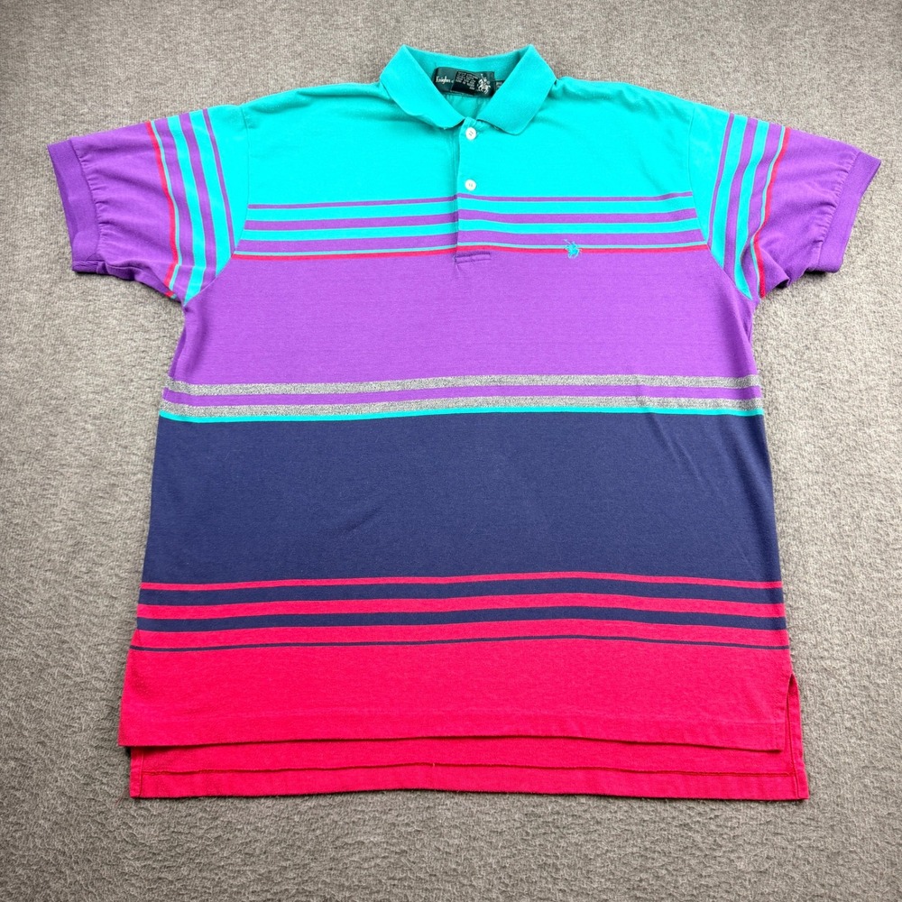 Knights of Round Table Polo Shirt Women's 1X Striped VINTAGE 90s Style